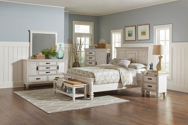 Eastern King Bed 4 Pc Set - Franco 4-piece Eastern King Bedroom Set Distressed White