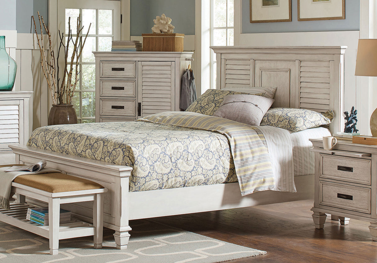 Eastern King Bed - Franco Wood Eastern King Panel Bed Distressed White