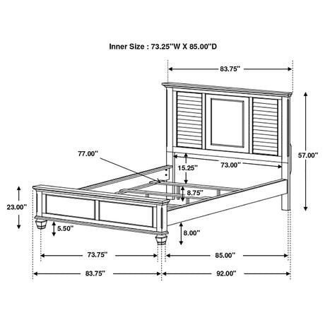 California King Bed - Franco Wood California King Panel Bed Distressed White