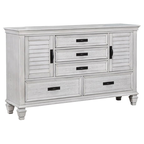 Queen Bed 5 Pc Set - Franco 5-piece Queen Bedroom Set Distressed White