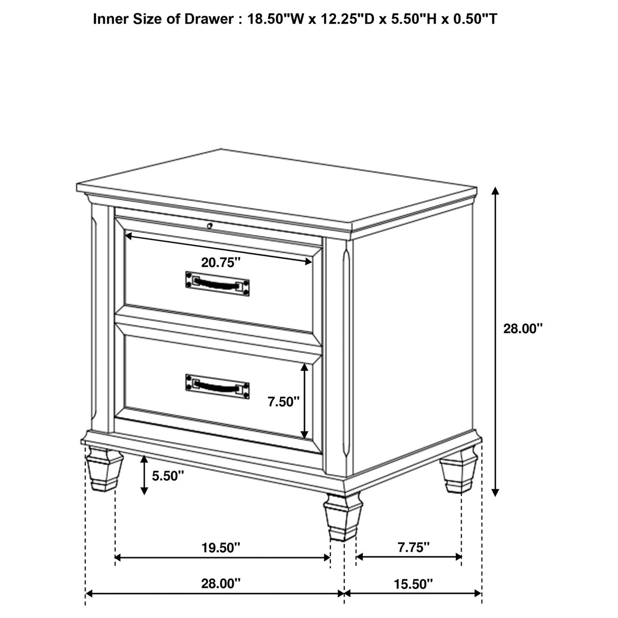 Nightstand - Franco 2-drawer Nightstand Antique White