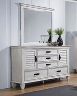 Dresser With Mirror - Franco 5-drawer Dresser with Mirror Antique White