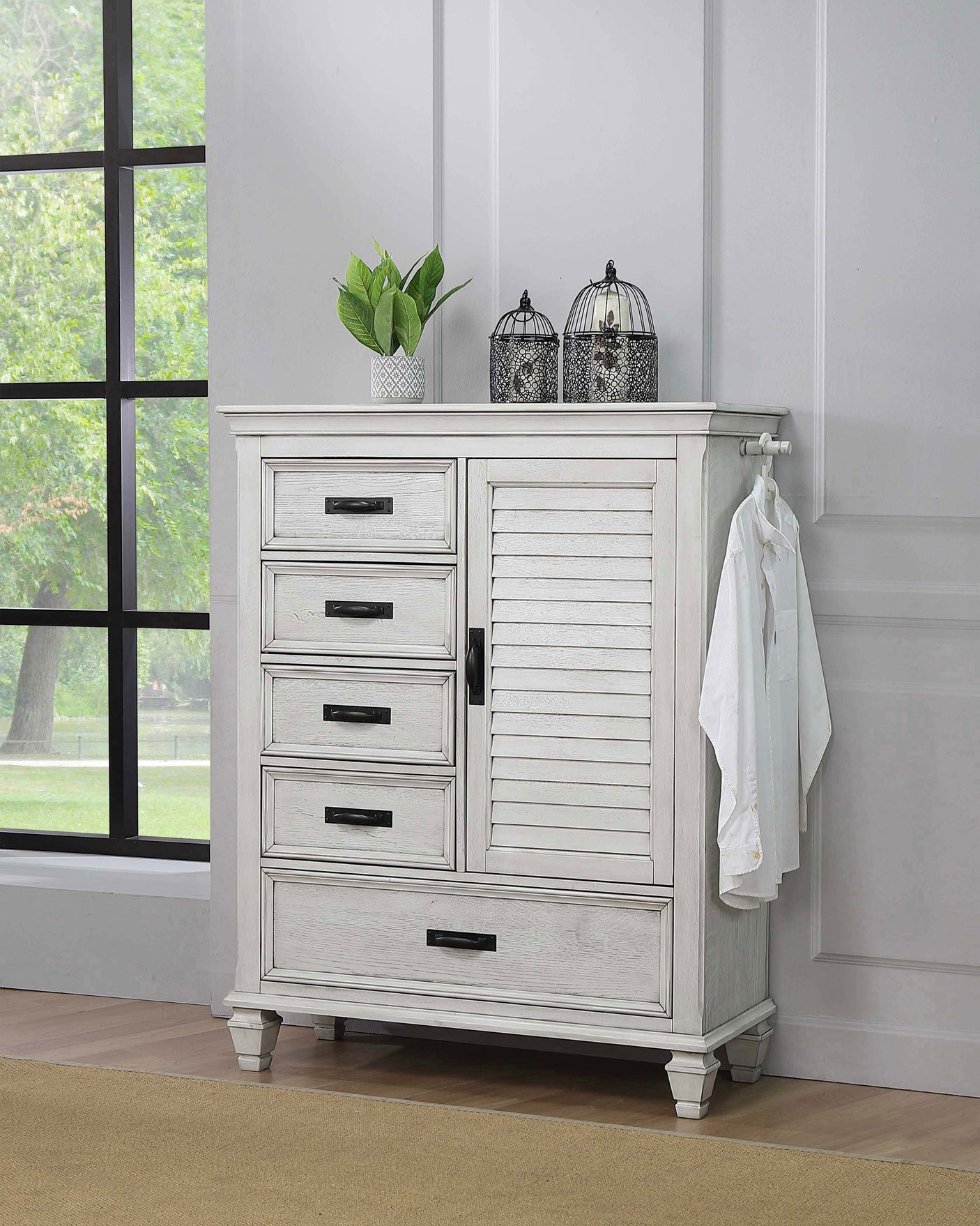 Door Chest - Franco 5-drawer Door Chest Antique White