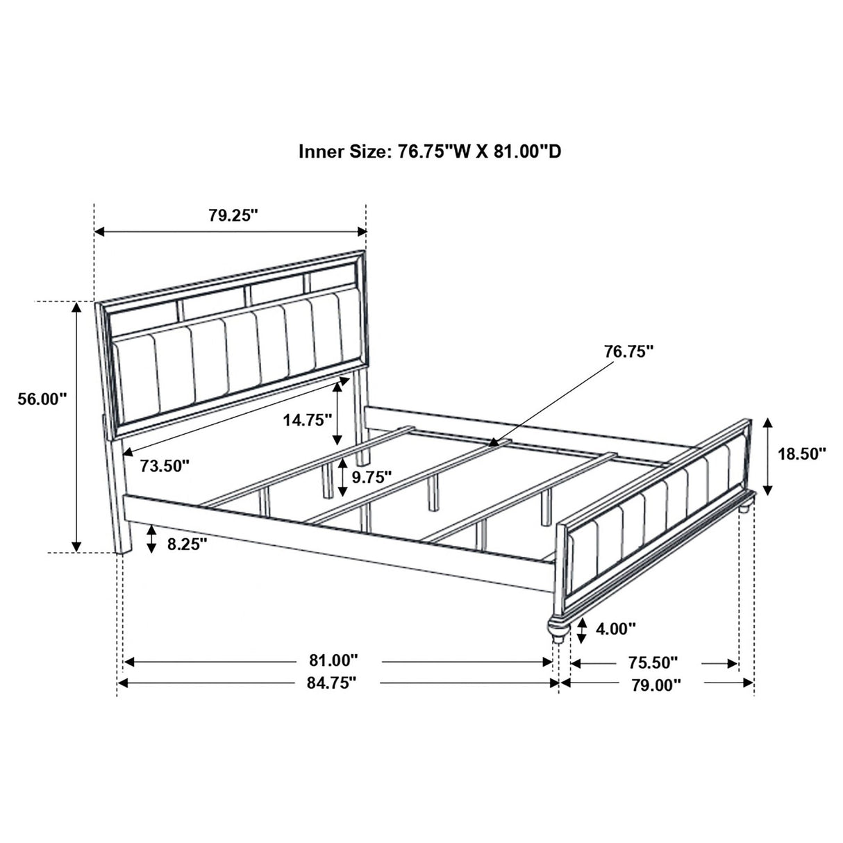 Barzini Wood Eastern King Panel Bed White | Coaster - 205891KE - Home Elegance USA - 8