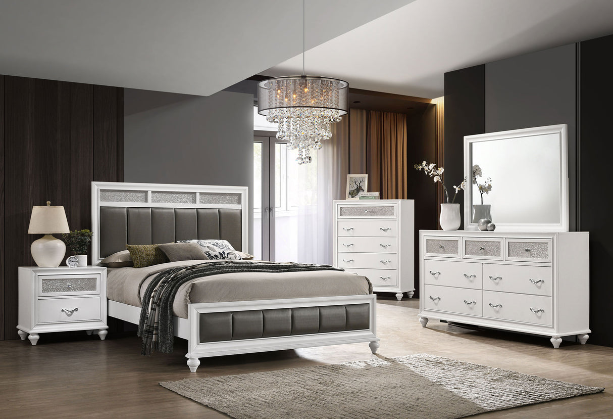 Eastern King Bed - Barzini Wood Eastern King Panel Bed White