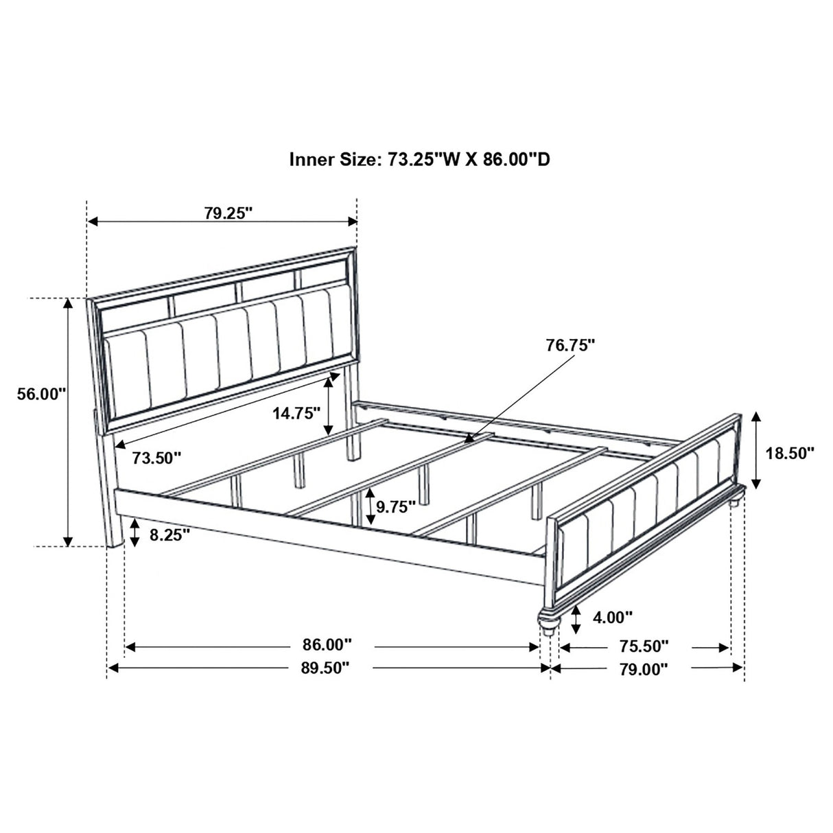 Barzini Wood California King Panel Bed White | Coaster - 205891KW - Home Elegance USA - 8