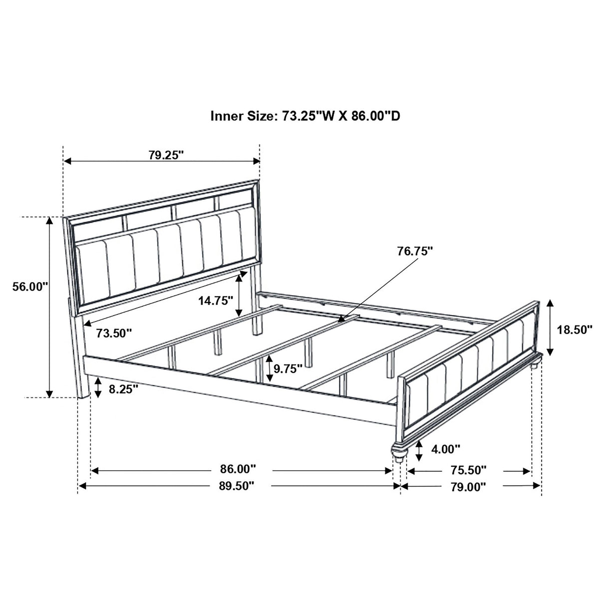 California King Bed - Barzini Wood California King Panel Bed White