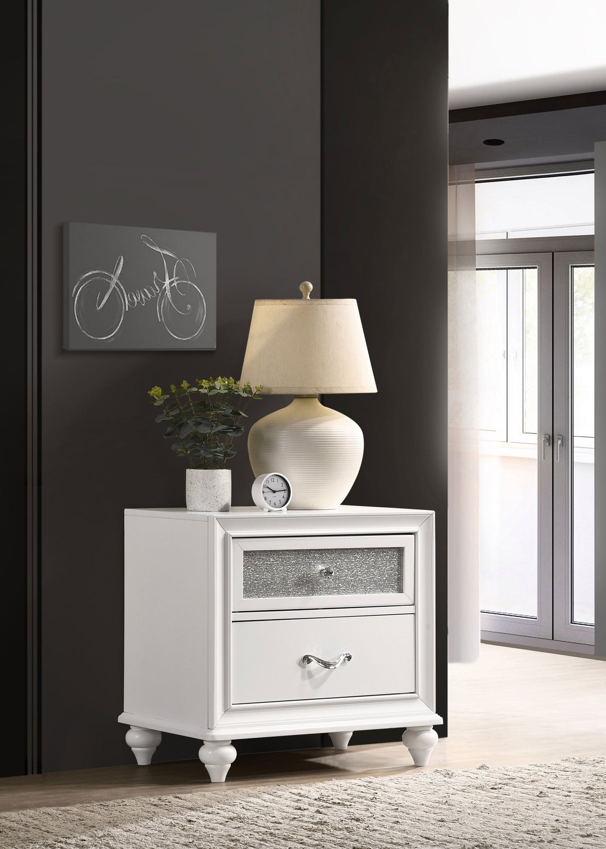 Barzini 2-drawer Nightstand White - Home Elegance USA