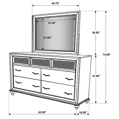 Barzini 7 - drawer Dresser with Mirror White | Coaster | Home Elegance USA