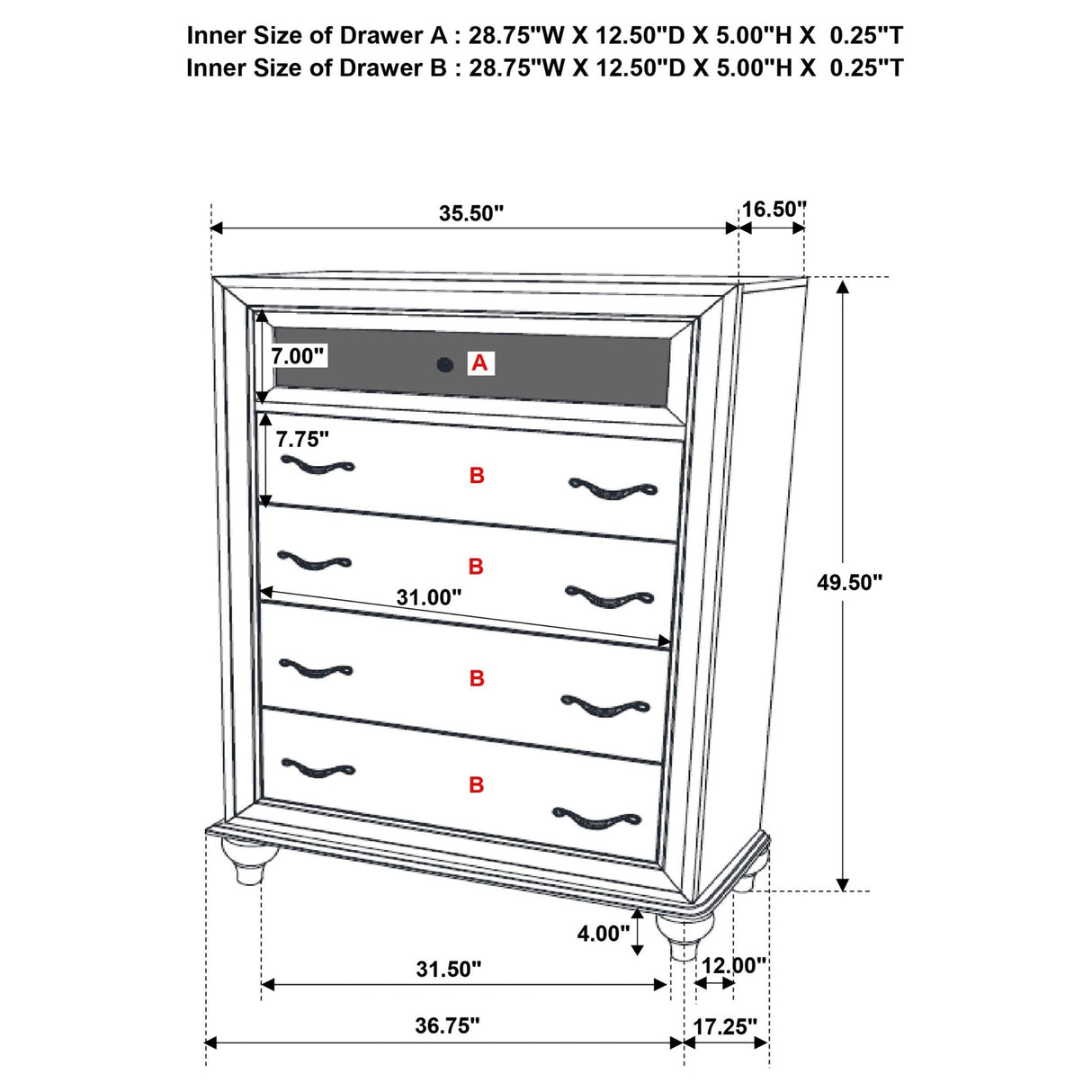 Barzini 5 - drawer Chest White | Coaster | Home Elegance USA