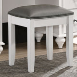 Vanity Stool - Barzini Upholstered Vanity Stool Metallic and White