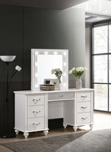 Vanity Table & Mirror - Barzini 7-drawer Vanity Desk with Lighted Mirror White