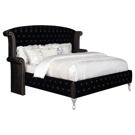 Deanna Upholstered Eastern King Wingback Bed Black | Coaster - 206101KE - Home Elegance USA - 3