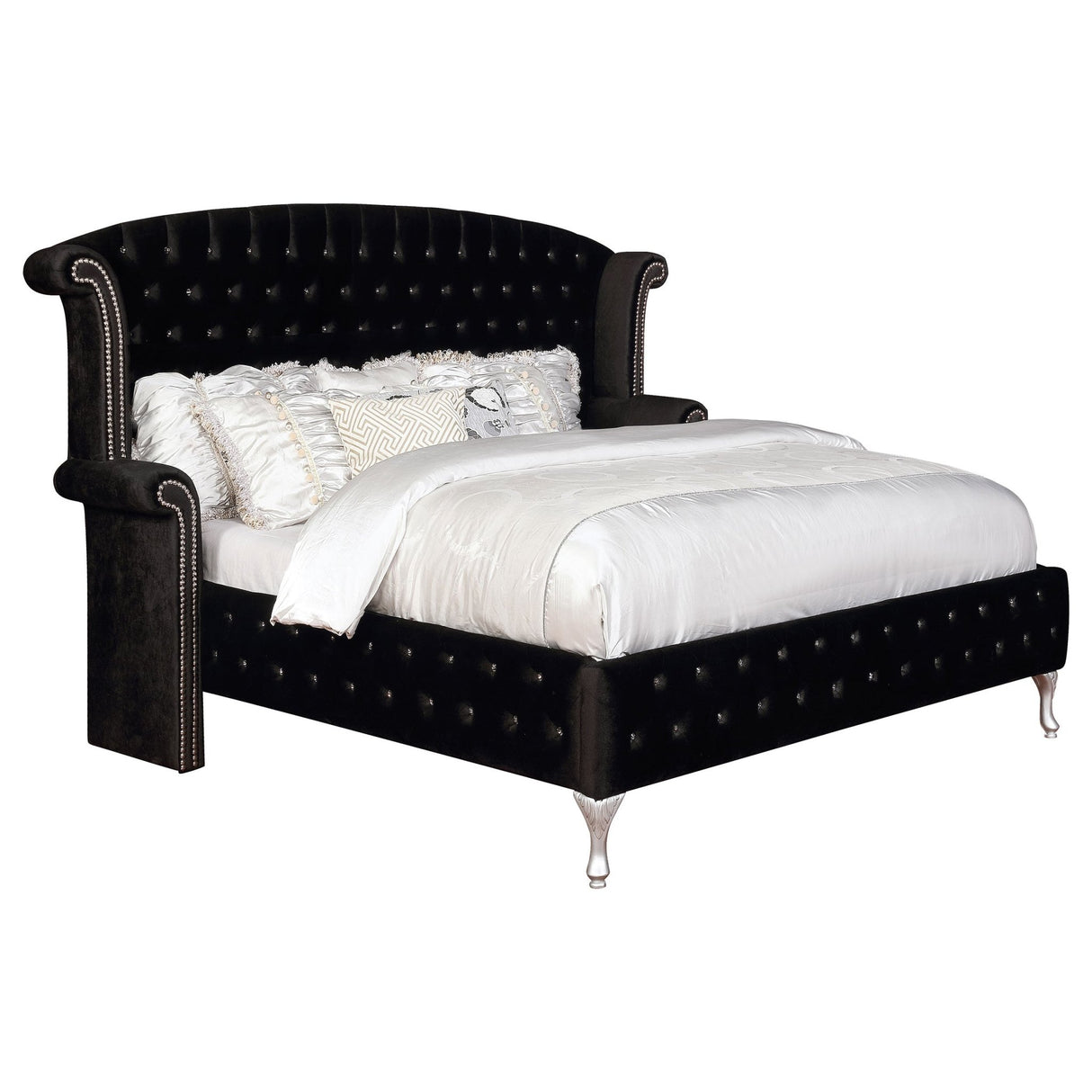 Deanna Upholstered California King Wingback Bed Black | Coaster | Home Elegance USA