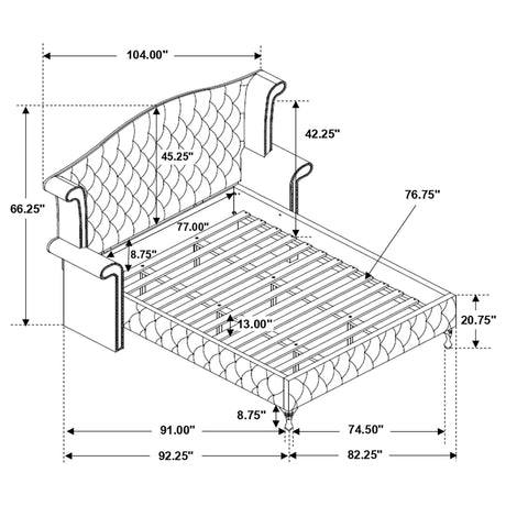 Deanna Upholstered California King Wingback Bed Black | Coaster - 206101KW - Home Elegance USA - 5