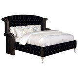 Deanna Upholstered Queen Wingback Bed Black | Coaster | Home Elegance USA