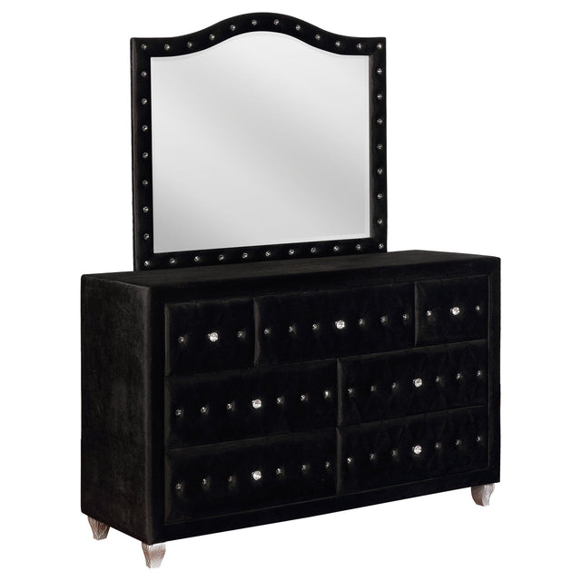 Deanna 7 - drawer Rectangular Dresser with Mirror Black | Coaster - 206103M - Home Elegance USA - 1