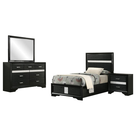 Miranda 4-piece Twin Bedroom Set Black - sold by Home Elegance USA