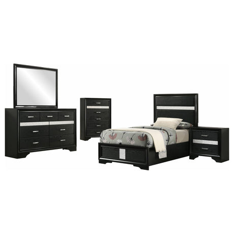 Miranda 5-piece Twin Bedroom Set Black - sold by Home Elegance USA