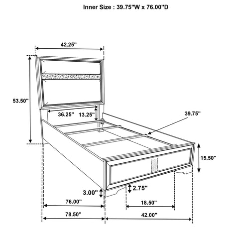 Miranda 5-piece Twin Bedroom Set Black - sold by Home Elegance USA