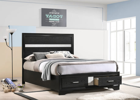 Full Storage Bed - Miranda Wood Full Storage Panel Bed Black