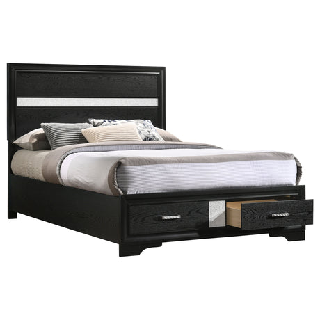 Full Storage Bed - Miranda Wood Full Storage Panel Bed Black