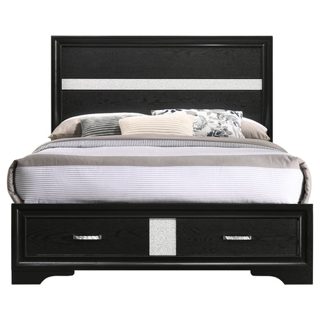 Full Storage Bed - Miranda Wood Full Storage Panel Bed Black