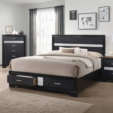 Eastern King Storage Bed - Miranda Wood Eastern King Storage Panel Bed Black