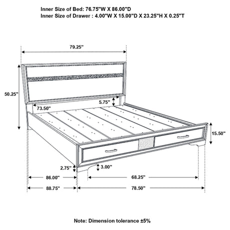 California King Storage Bed - Miranda Wood California King Storage Panel Bed Black