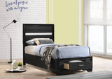 Twin Storage Bed - Miranda Wood Twin Storage Panel Bed Black