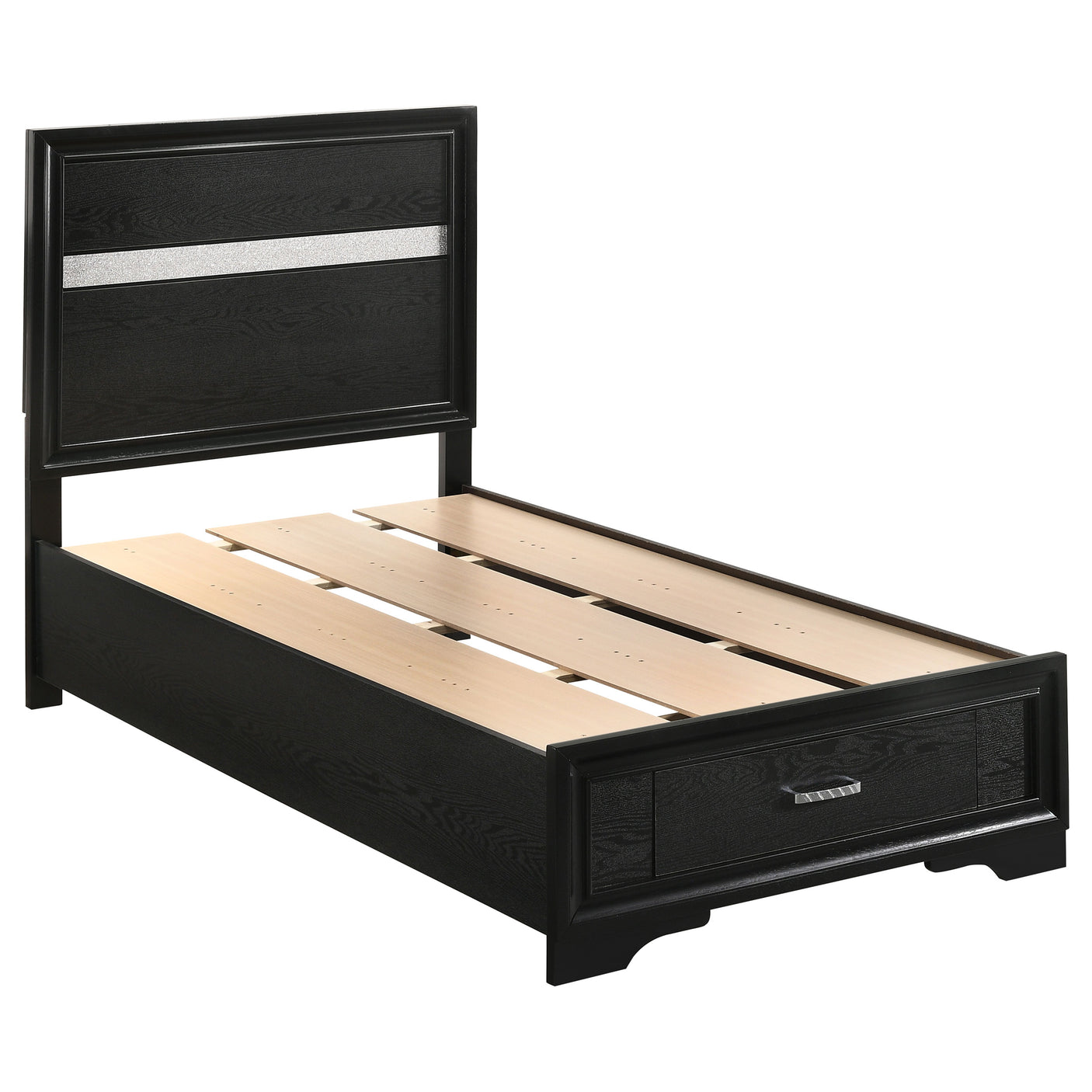 Twin Storage Bed - Miranda Wood Twin Storage Panel Bed Black