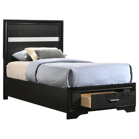 Twin Storage Bed - Miranda Wood Twin Storage Panel Bed Black