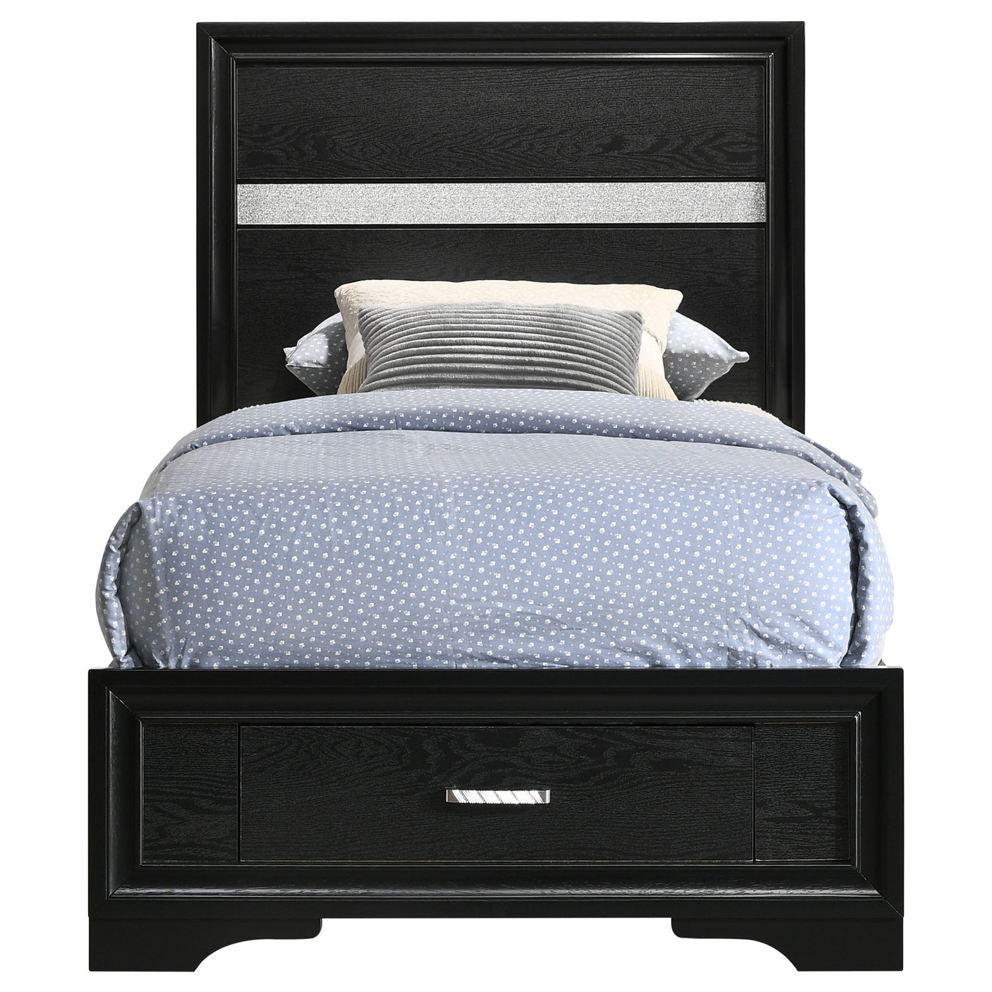 Twin Storage Bed - Miranda Wood Twin Storage Panel Bed Black