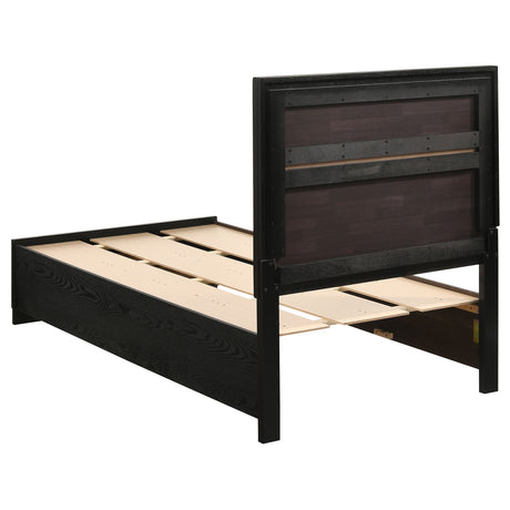 Twin Storage Bed - Miranda Wood Twin Storage Panel Bed Black