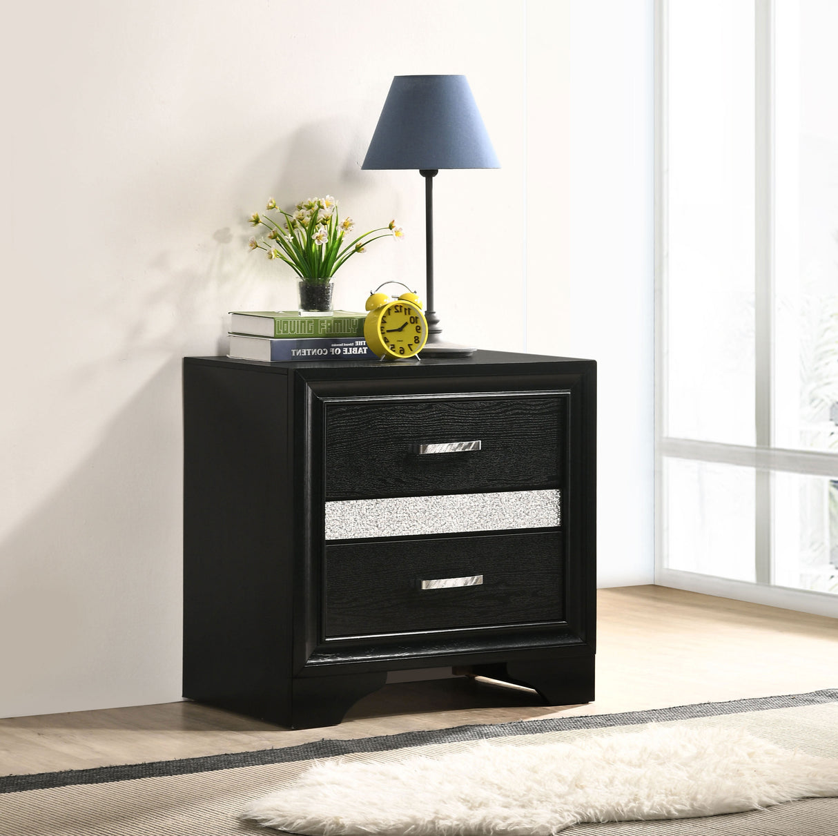 Nightstand - Miranda 2-drawer Nightstand Tray Black