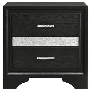 Nightstand - Miranda 2-drawer Nightstand Tray Black