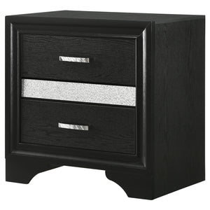 Nightstand - Miranda 2-drawer Nightstand Tray Black