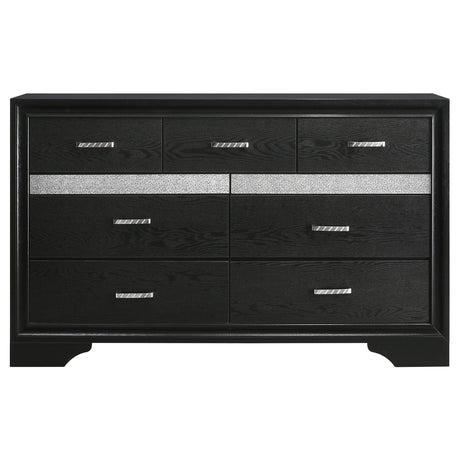 Dresser - Miranda 7-drawer Dresser Black and Rhinestone