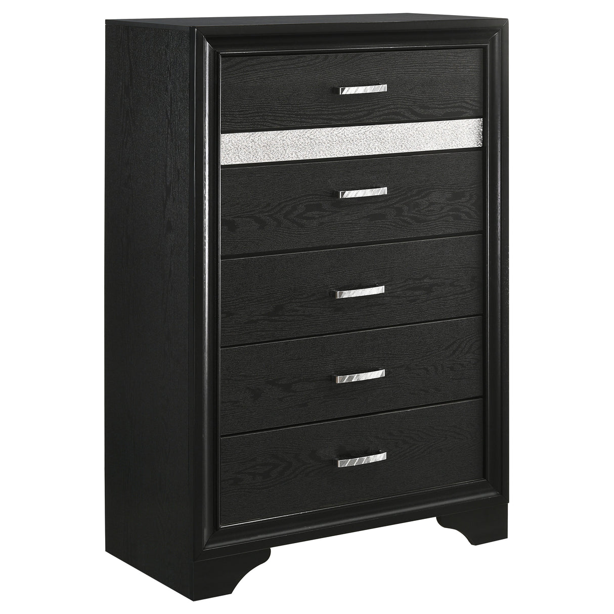 Chest - Miranda 5-drawer Chest Black and Rhinestone