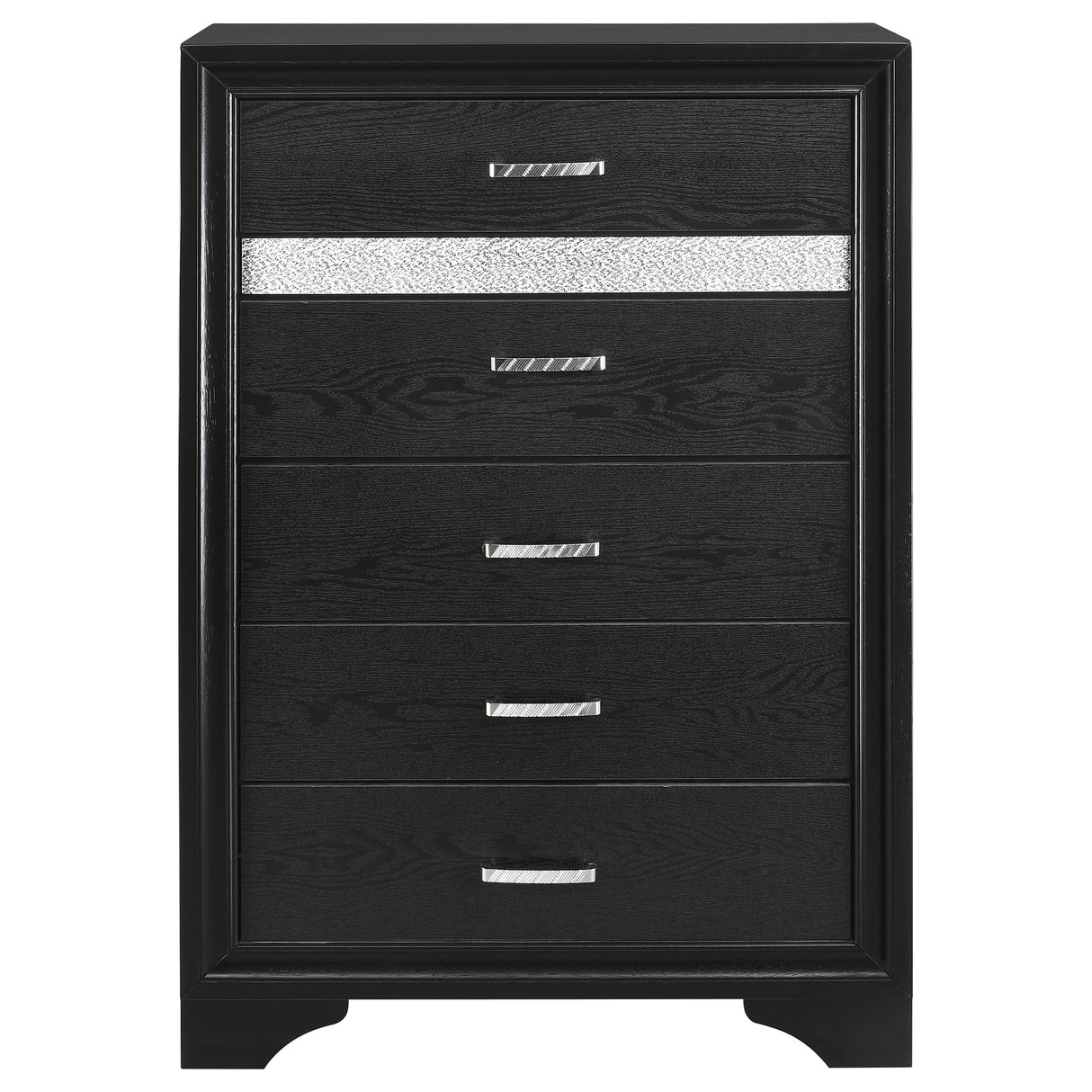 Chest - Miranda 5-drawer Chest Black and Rhinestone