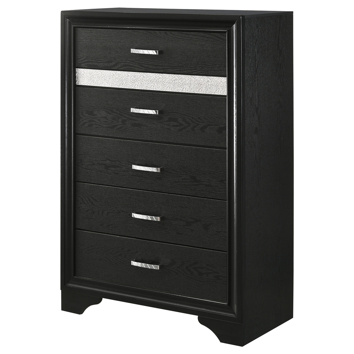 Chest - Miranda 5-drawer Chest Black and Rhinestone