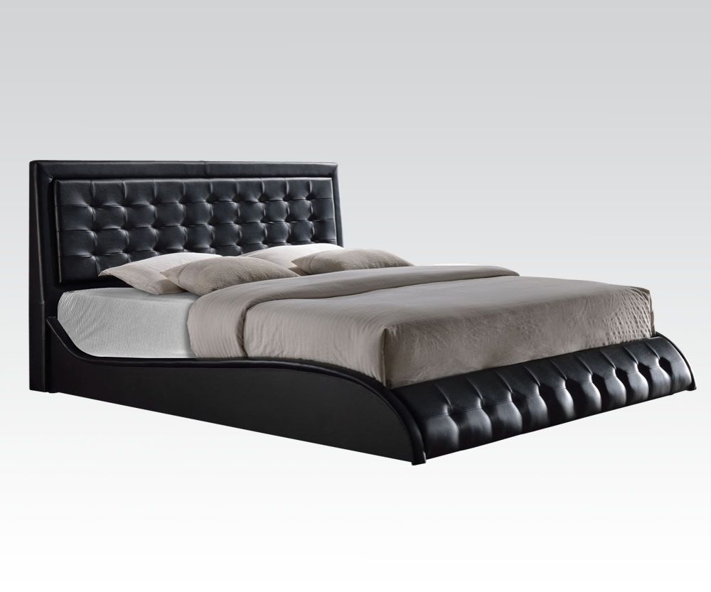 Acme - Tirrel EK Bed 20657EK Black Synthetic Leather