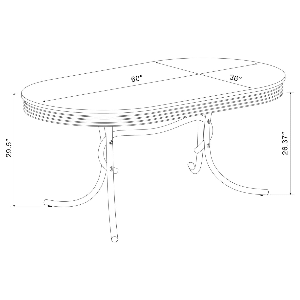 Dining Table - Retro Oval Dining Table Glossy White and Chrome