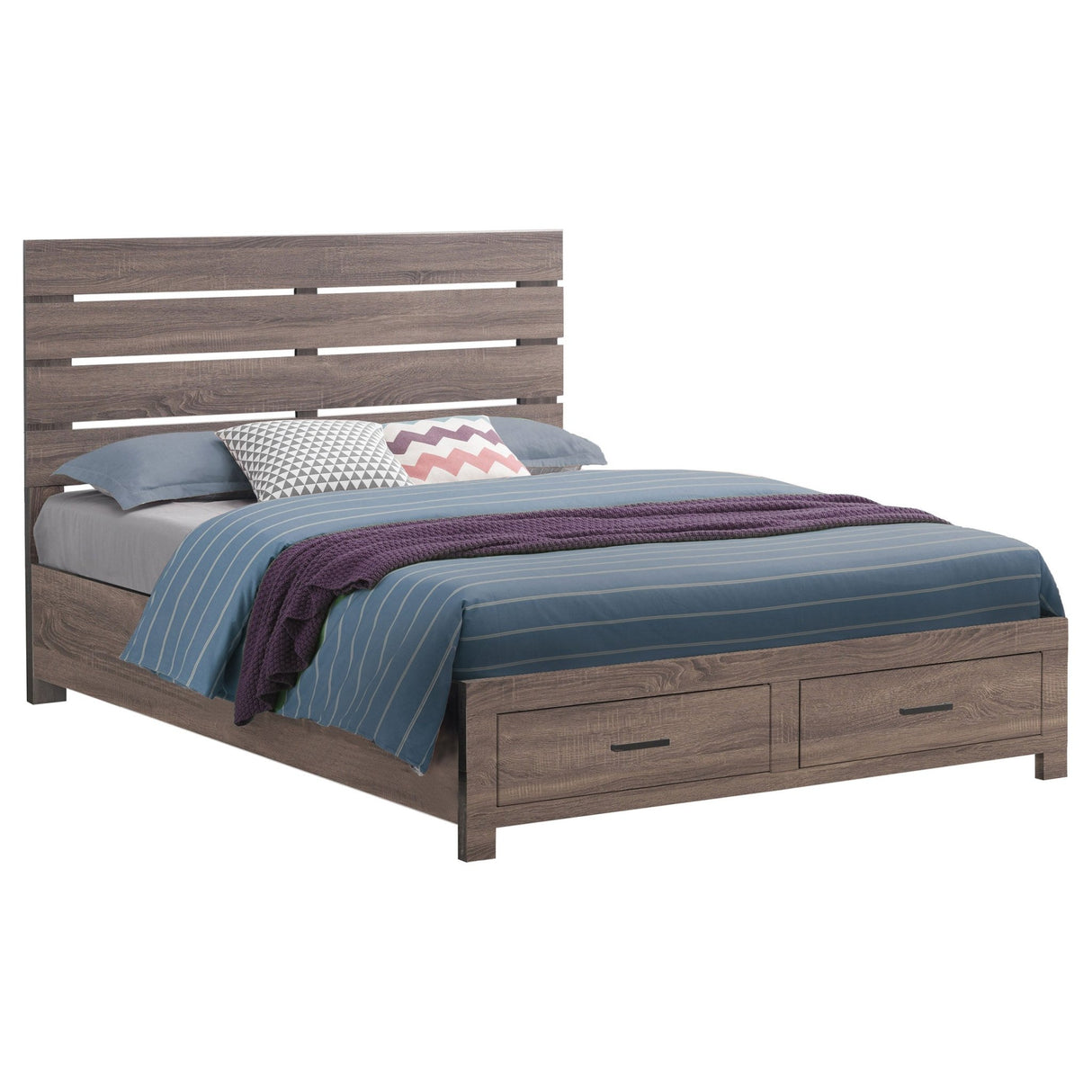 Brantford Wood Eastern King Panel Bed Barrel Oak | Coaster | Home Elegance USA