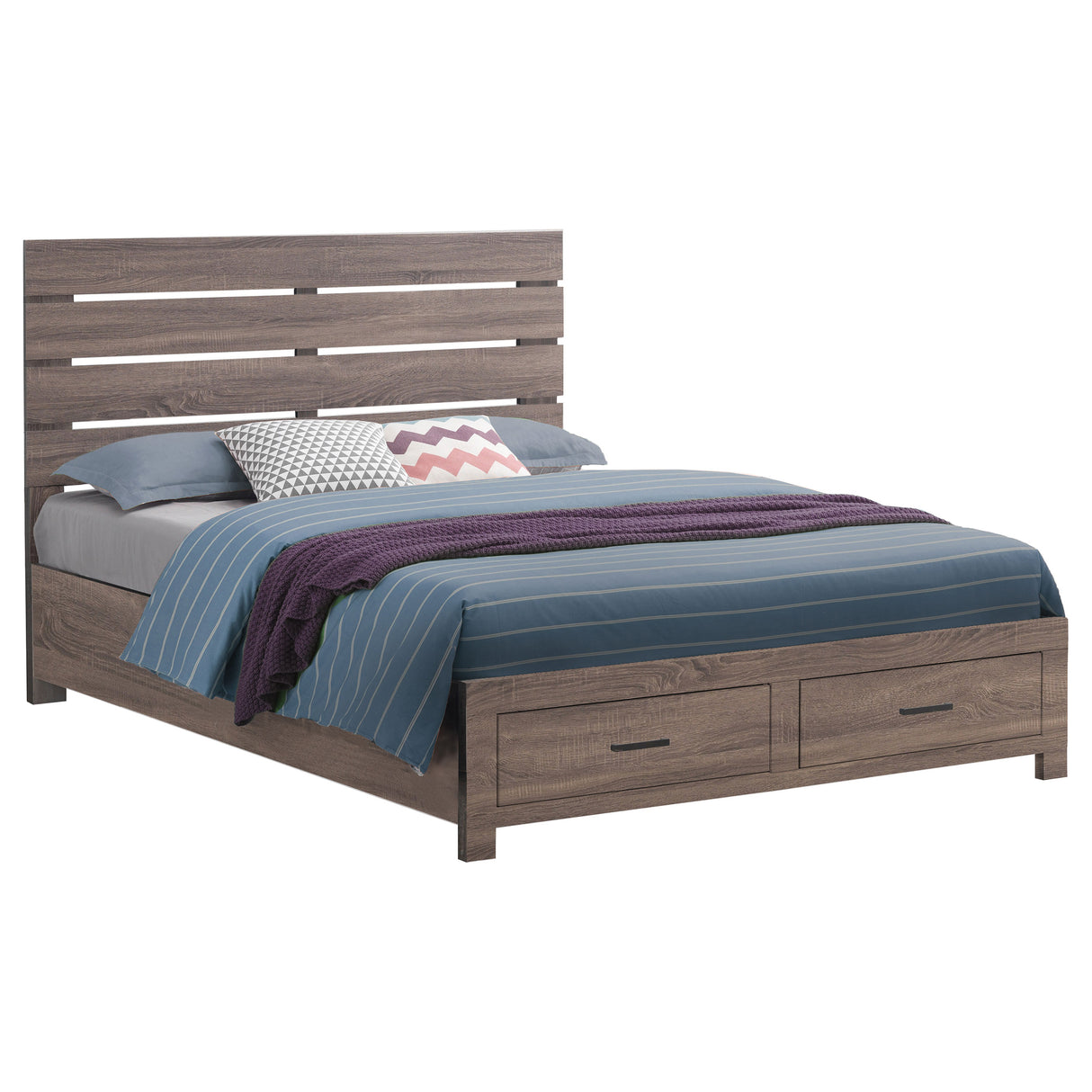 Eastern King Storage Bed - Brantford Wood Eastern King Panel Bed Barrel Oak