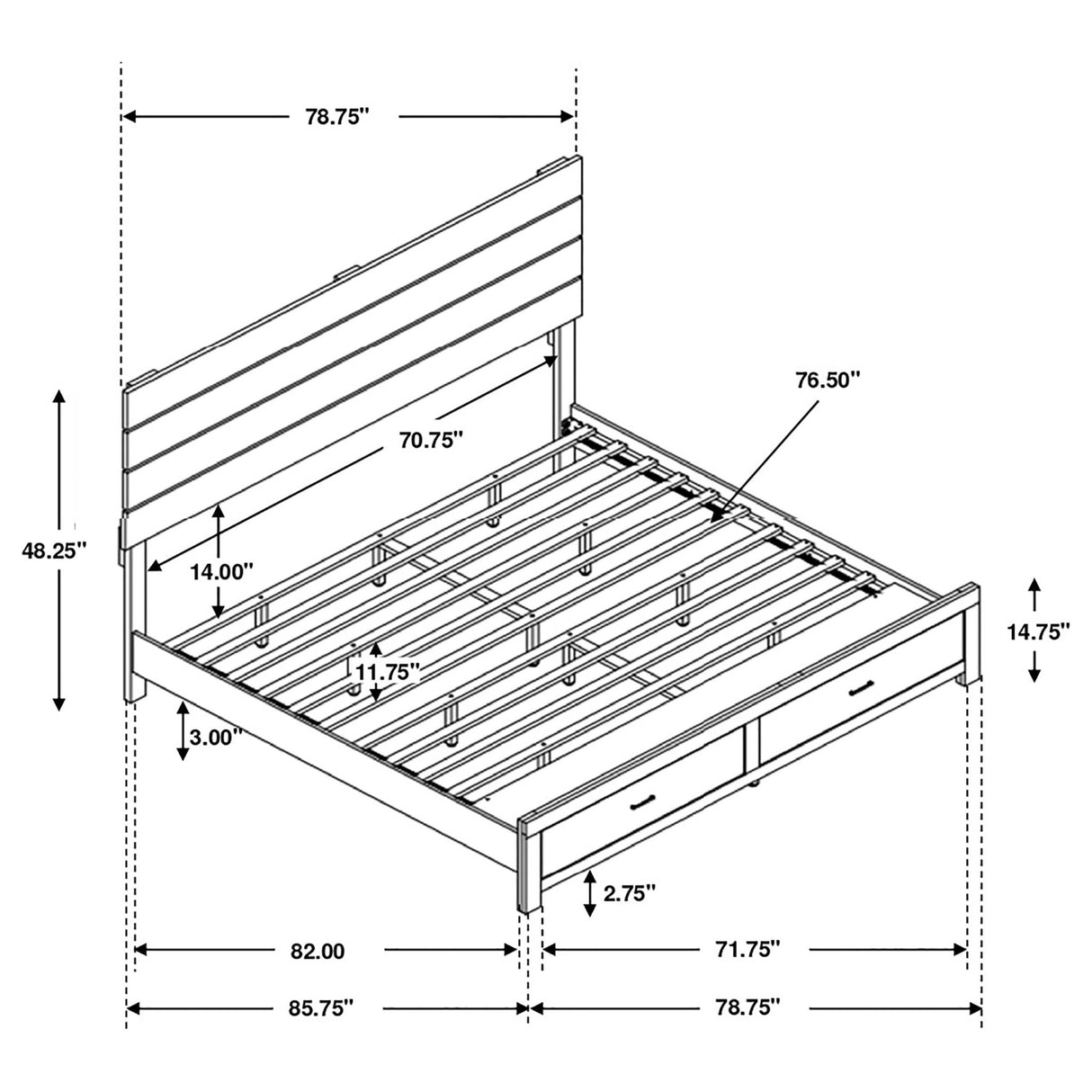 Brantford Wood Eastern King Panel Bed Barrel Oak | Coaster | Home Elegance USA