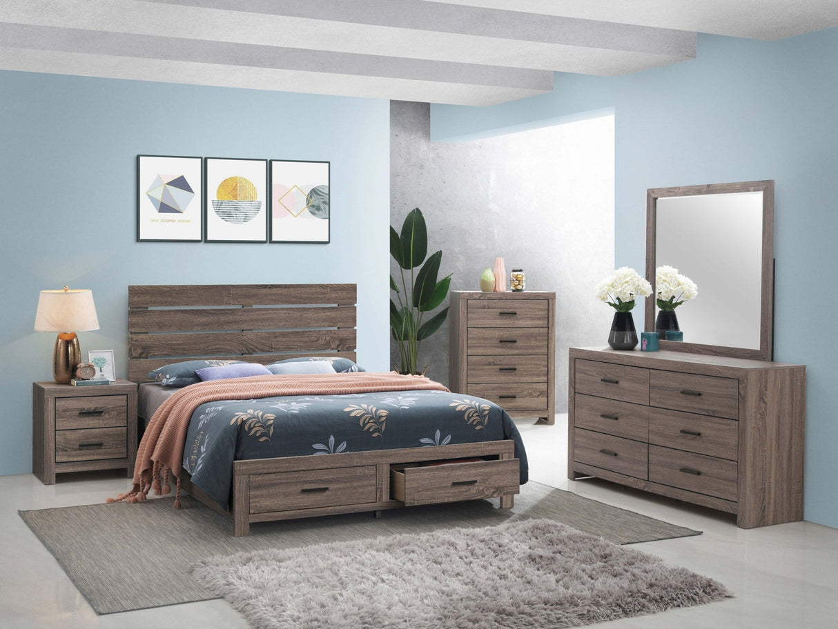 Brantford Wood Eastern King Panel Bed Barrel Oak | Coaster | Home Elegance USA