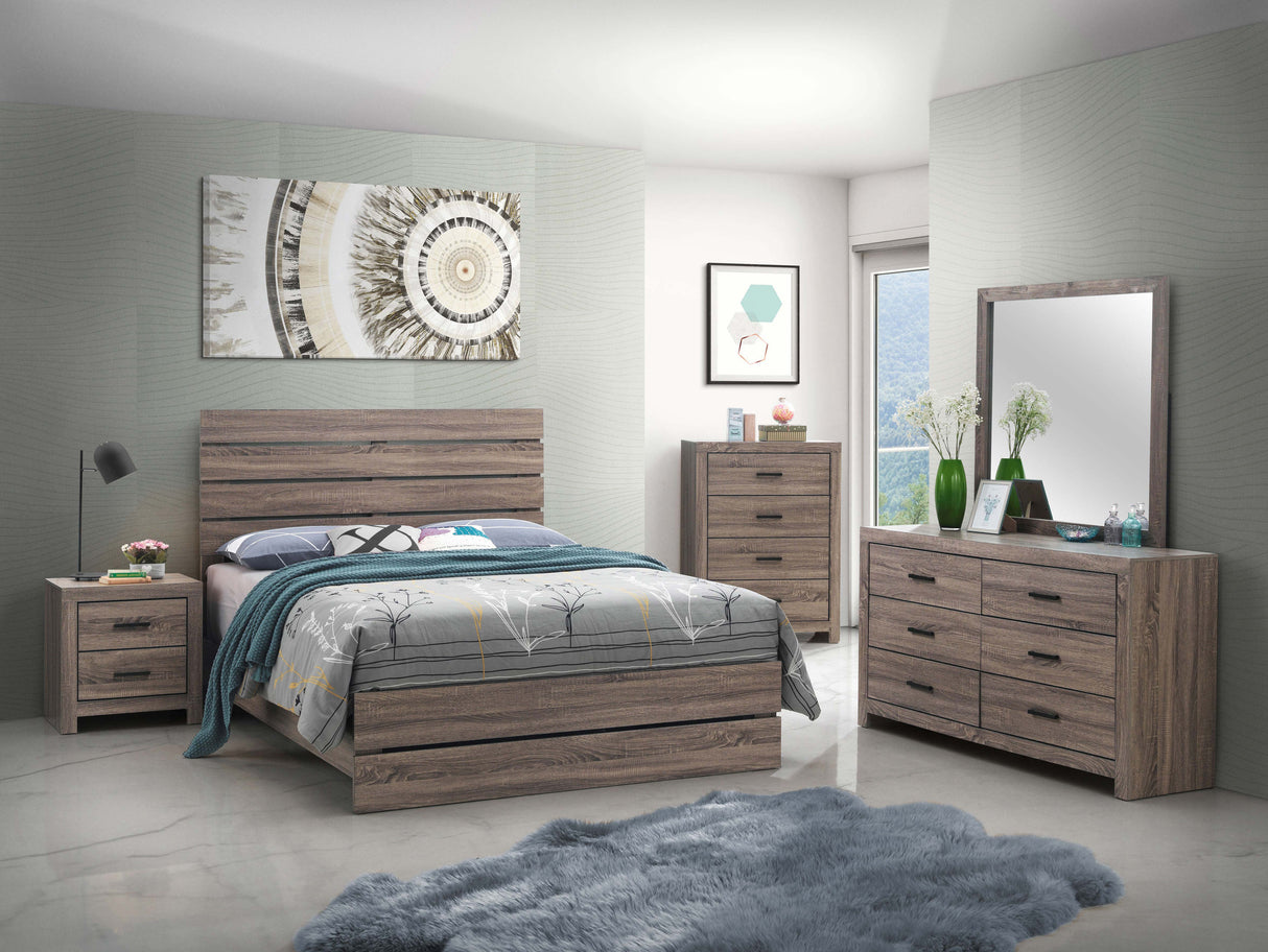 Queen Bed - Brantford Wood Queen Panel Bed Barrel Oak