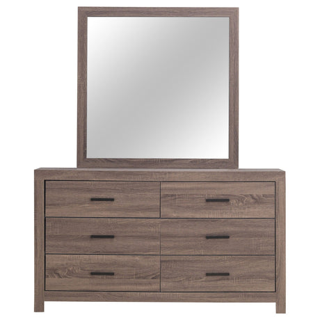 Brantford 6 - drawer Dresser with Mirror Barrel Oak | Coaster | Home Elegance USA