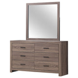 Dresser With Mirror - Brantford 6-drawer Dresser with Mirror Barrel Oak